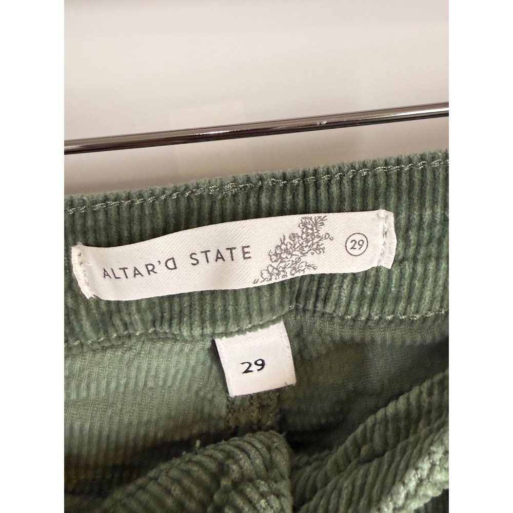 Altar'd State Green Corduroy Cargo Pants Raw Hem Womens Size 29 Gorpcore y2K 90s - Picture 6 of 11